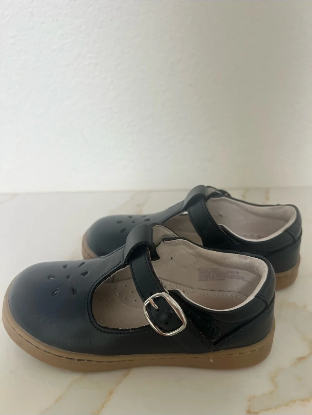L'Amour Black Mary Jane Shoes with Tan Sole